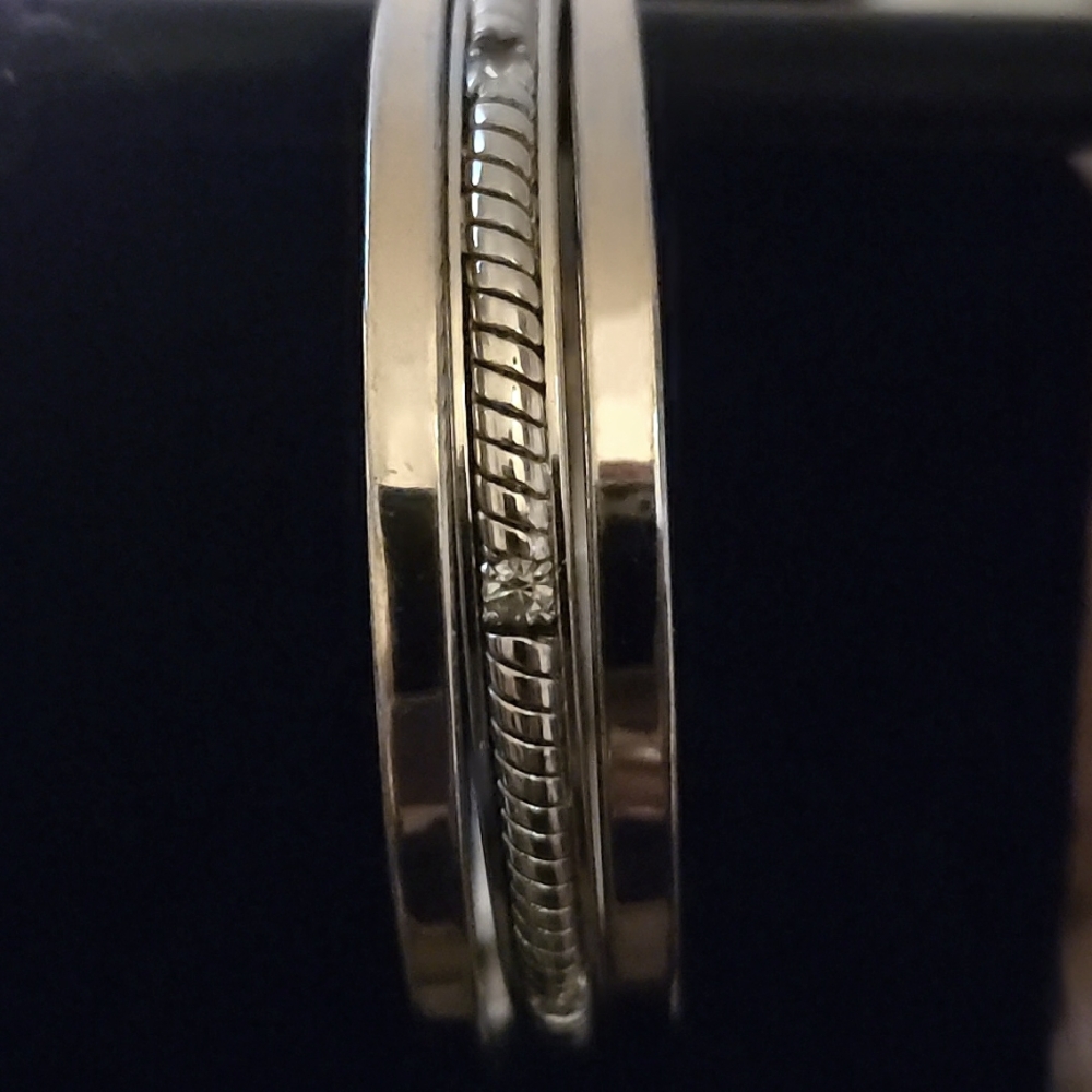 Stainless steel bangle bracelets.